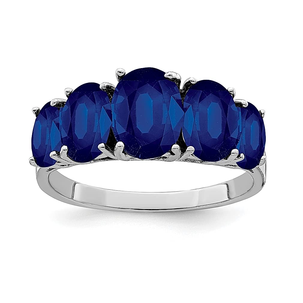 925 Sterling Silver Dark Sapphire Band Ring for Women - Genuine Gemstone Fine Jewelry, Elegant Gift for Her - Perfect for Weddings, Anniversaries & Special Occasions