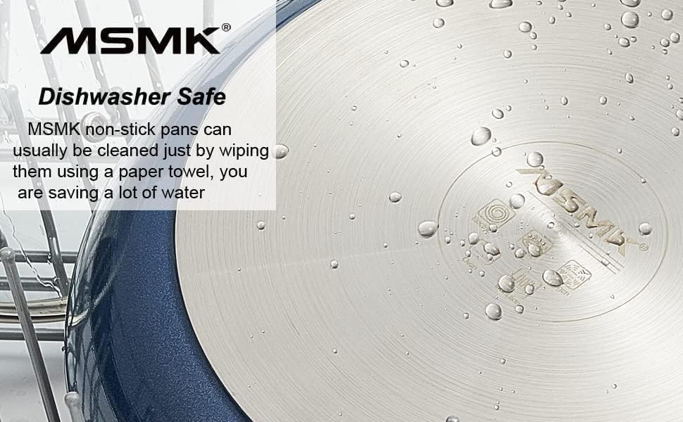 **MsMk Non-Stick Frying Pan Set with Lid - 12-Inch Blue Titanium & Diamond Coated Skillet - Durable, Even Heating, Easy Clean - Induction Compatible - Perfect for Sautéing, Frying & Cooking Healthy Meals**