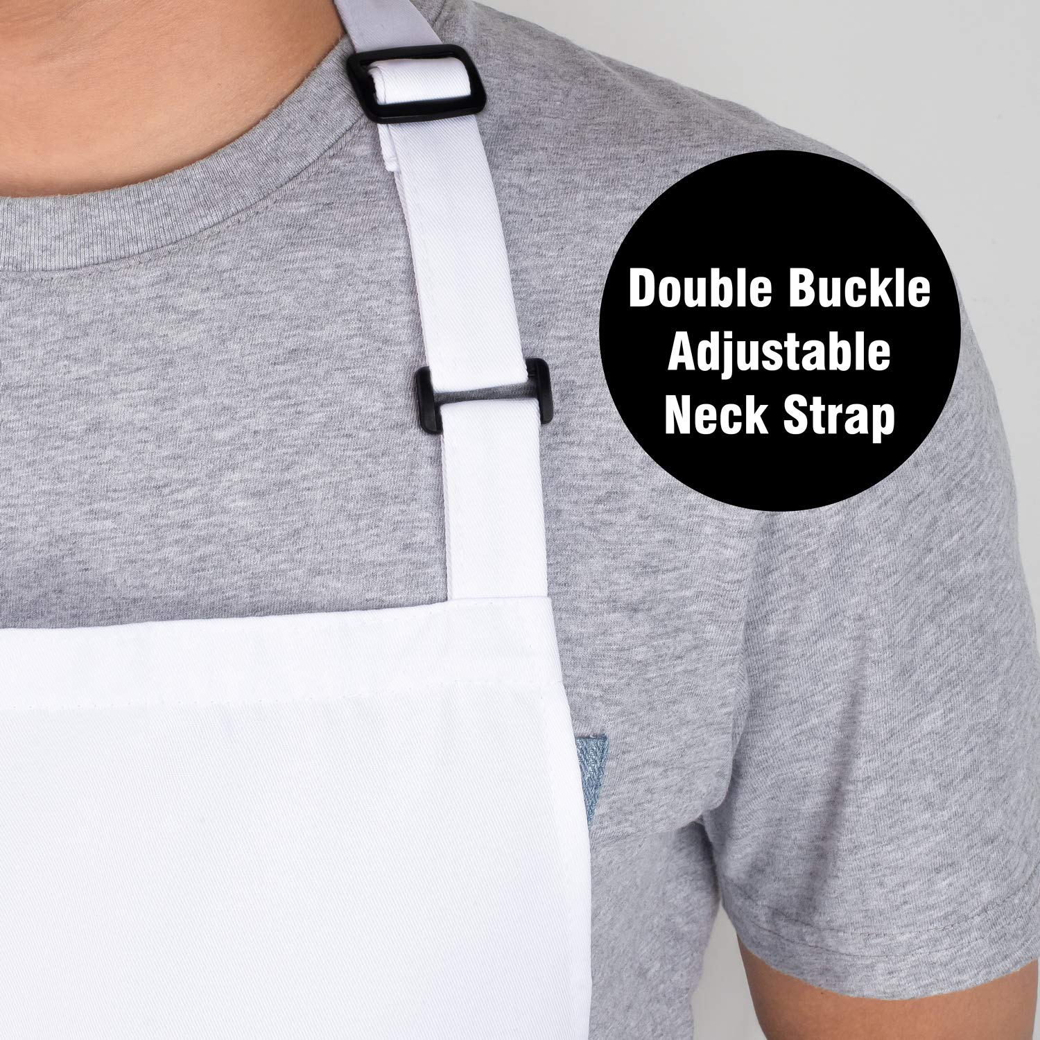 Xornis 2 Pack White Bib Aprons with 2 Pockets - Adjustable Chef Apron for Cooking, Baking & BBQ - Perfect for Kitchen, Restaurant & Outdoor Grilling