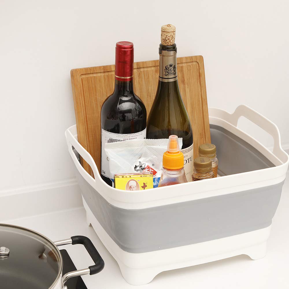 Collapsible Dish Basin with Drain Plug - 9L Large Capacity for RV, Kitchen & Camping