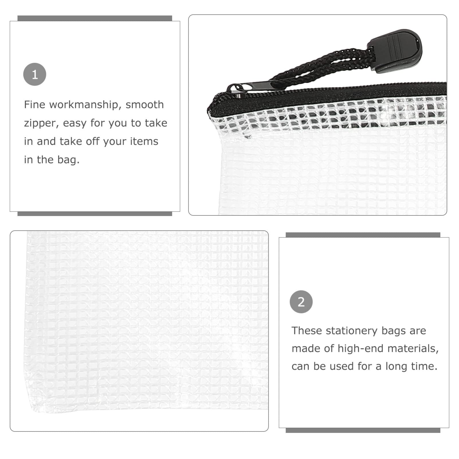 12-Piece Mesh File Storage Bags with Zipper - A4 Document Organizer Pouches for School, Office & Travel - Waterproof & Durable Stationery Holders