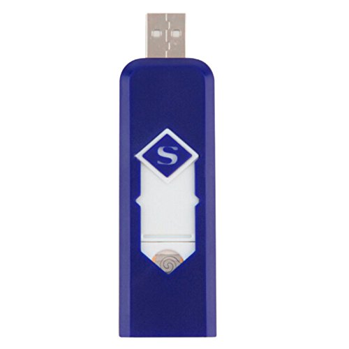 Rechargeable USB Electric Lighter - Windproof Flameless for Camping & Travel (Blue)