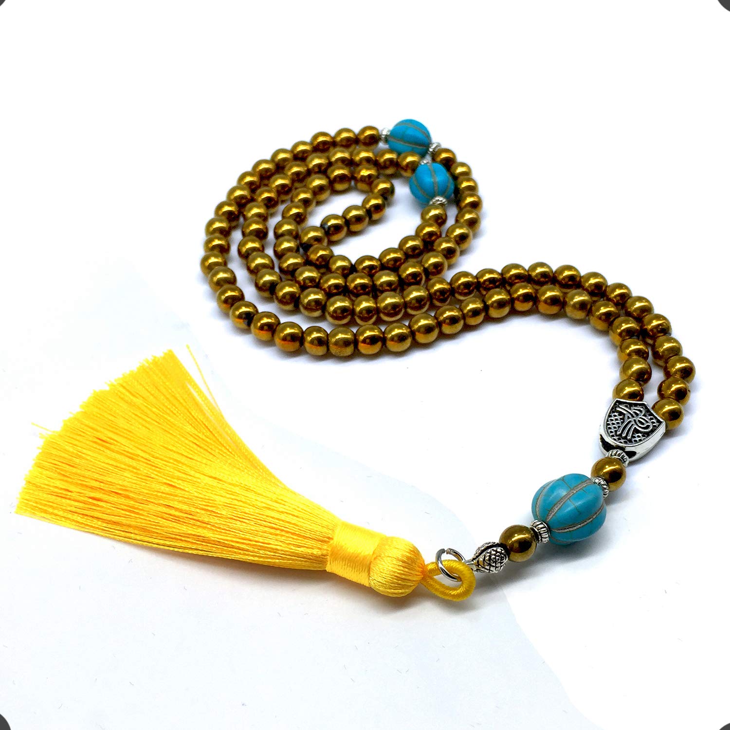Hematite Beaded Collection - 6mm 99 Small Yellow Hematite Beads for Worry Beads, Prayer Beads, Tasbih, Misbaha, Rosary | Perfect for Meditation, Stress Relief & Spiritual Practice