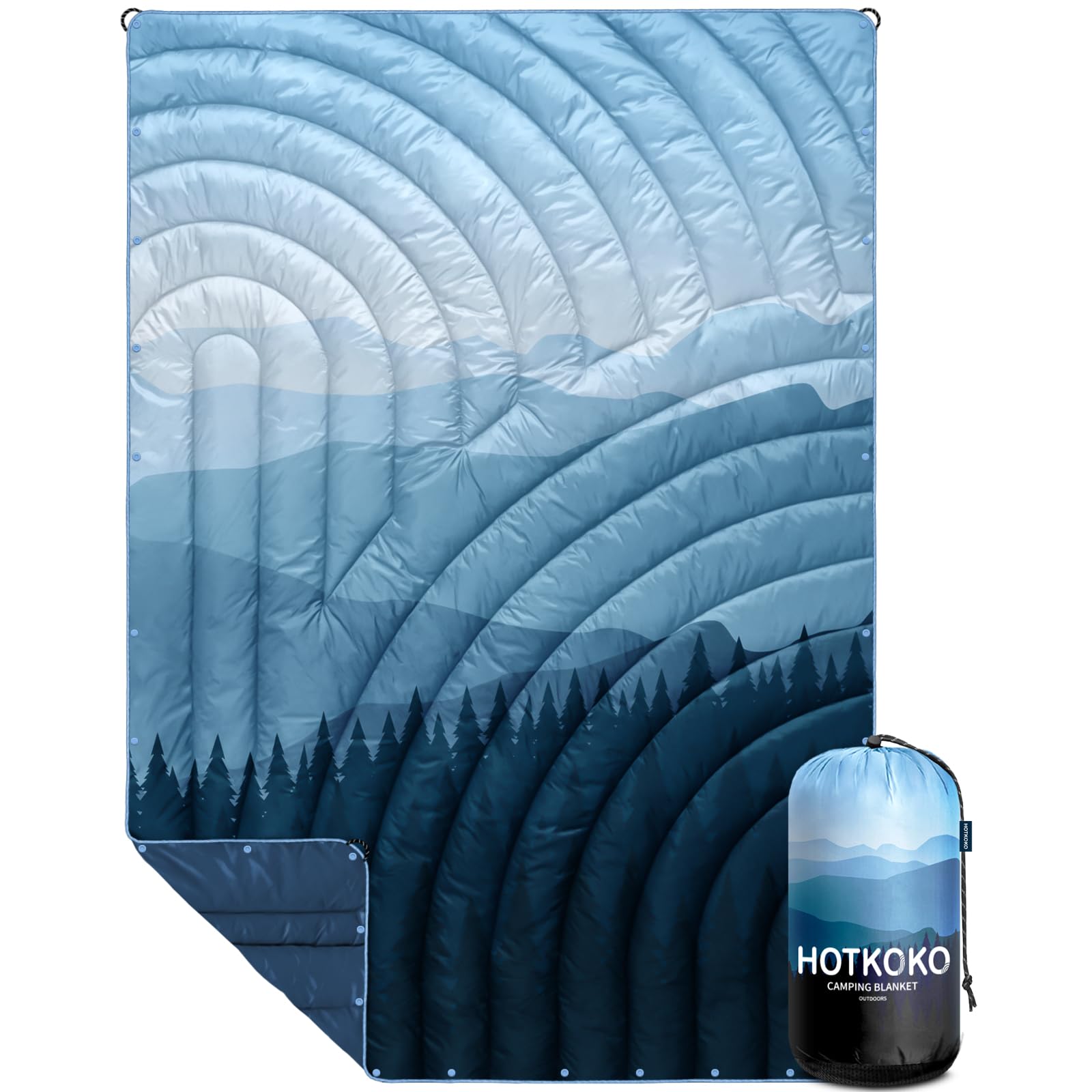 **Puffy Printed Camping Blanket - Lightweight, Packable Outdoor Blanket for Camping, Hiking, Picnics, Travel & Stadium Events - Perfect for Backpacking, Beach Days & Outdoor Adventures**