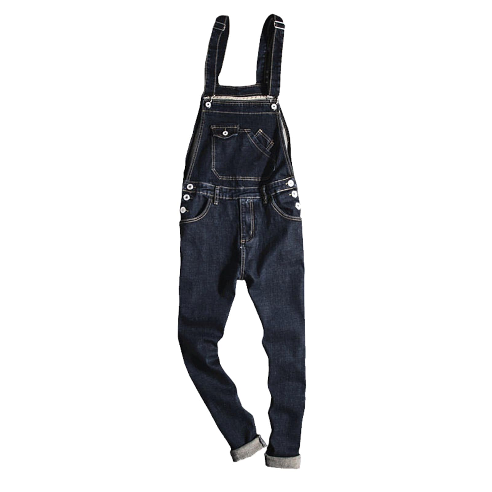 **MORISTE Men's Denim Overalls - Blue Slim Fit Bib Jumpsuit for Men | Classic Cotton Jeans | Hip Hop Youth Pants | Perfect for Casual Wear, Work & Street Style**