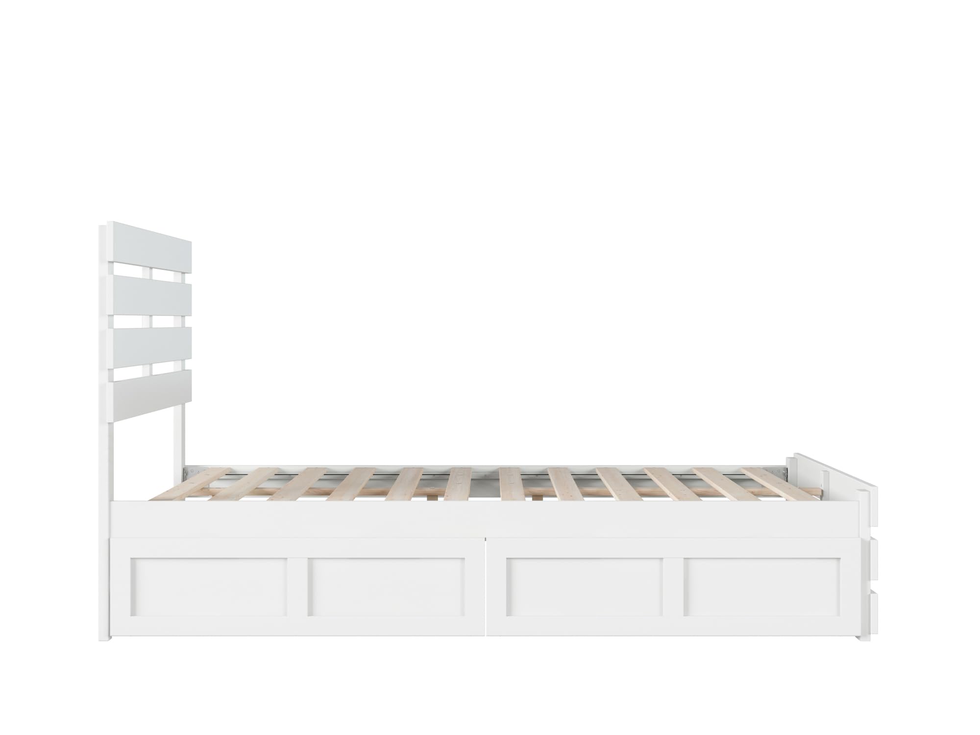 AFI Oxford Full Size Platform Bed with Footboard & 4 Storage Drawers in White - Modern Bedroom Furniture for Small Spaces & Guest Rooms