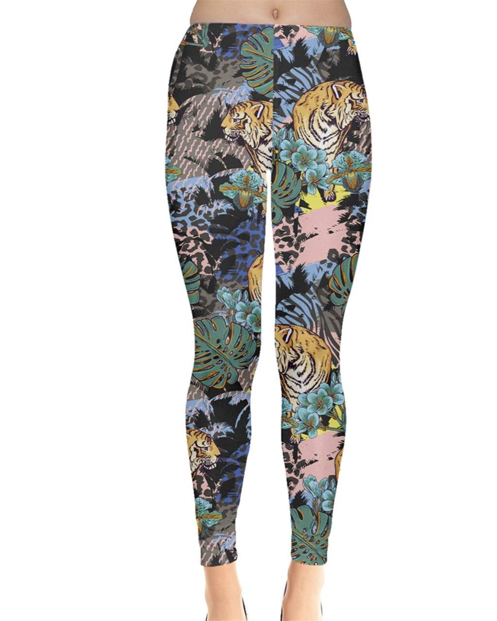 CowCow Women's Fashion Leggings - Animal Print Snake Reptile Crocodile Lion Robot Pattern Stretch Pants for Yoga, Workout & Casual Wear