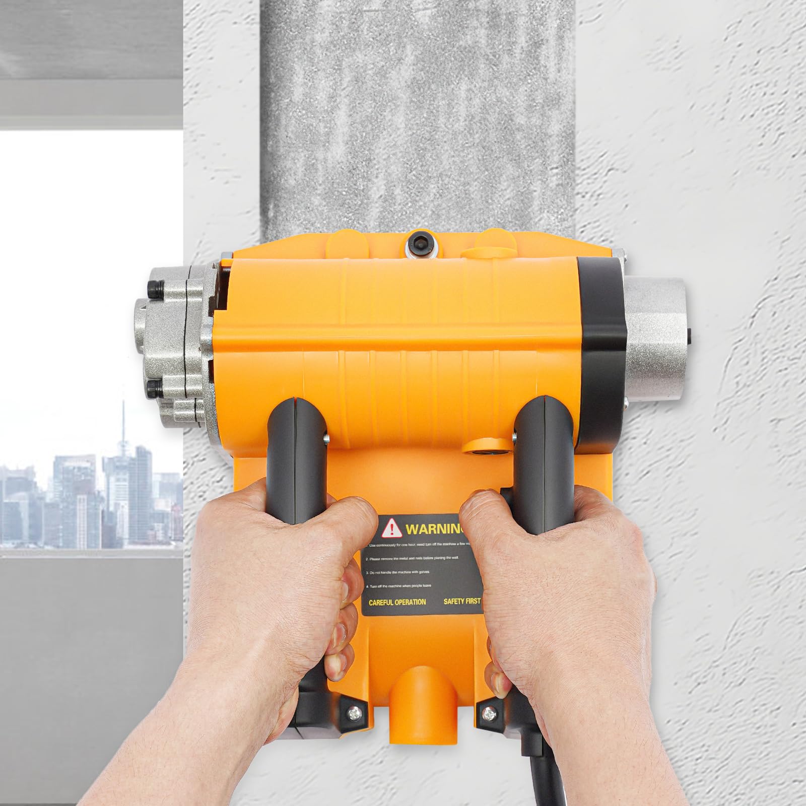 4580W Electric Wall Planer - Adjustable Depth Concrete & Putty Removal Tool for Wall Renovation - Heavy Duty Power Shovel for Cement Stripping & Surface Leveling (Orange) - Perfect for Home DIY Projects & Professional Construction Work