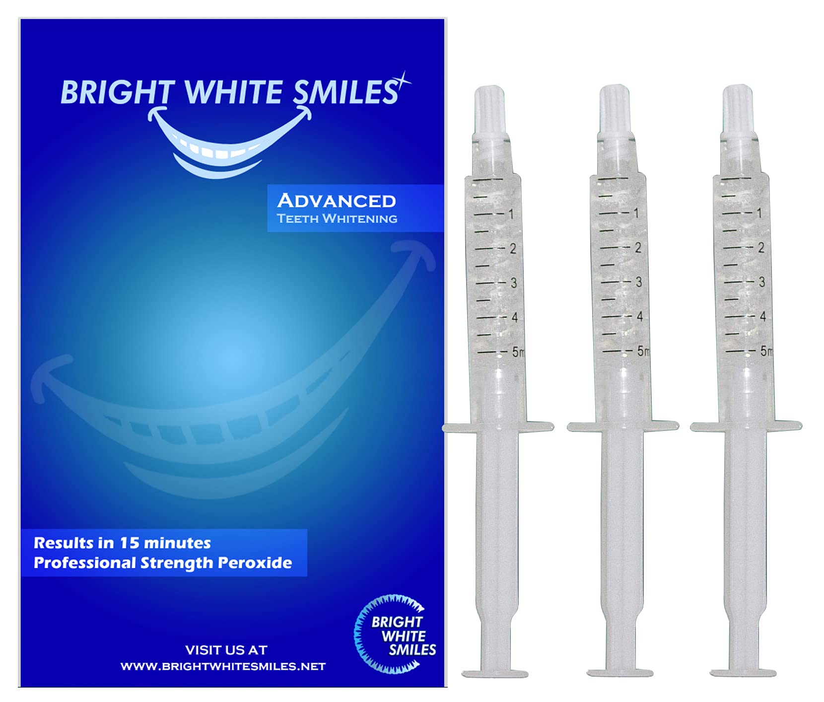 Bright White Smiles Teeth Whitening Refill Kit - 22% Carbamide Peroxide Gel with 3 X 5ml Syringes for Home Use | Professional Teeth Whitening System for Sensitive Teeth | Perfect for Weddings, Job Interviews & Special Occasions