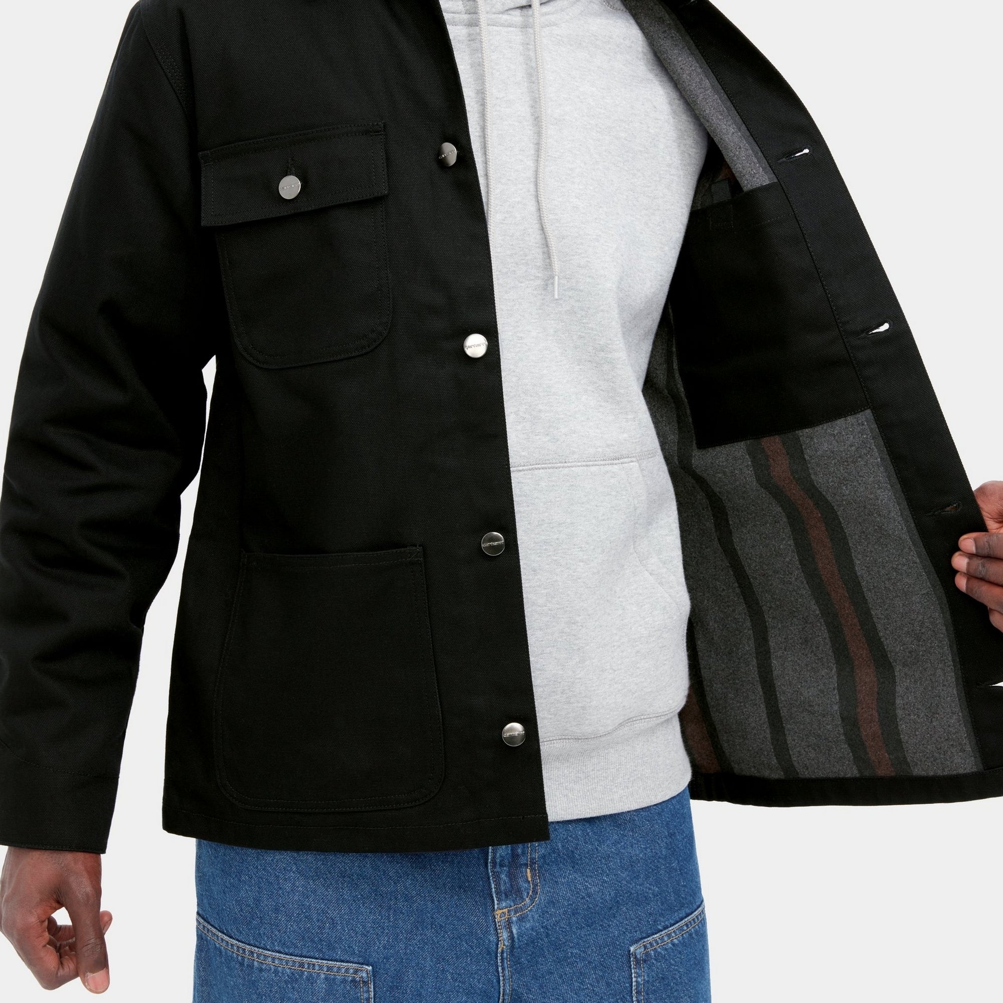 Michigan Chore Coat for Winter - Heavy Duty Black Denim Jacket | Workwear, Outdoor Activities & Cold Weather Protection