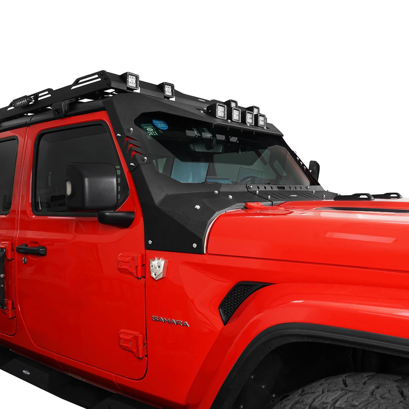 Mad Max Front Bumper with Wings & Windshield Frame Cover for 2018-2024 Jeep Wrangler JL & Gladiator JT (Excluding Mojave) | Heavy Duty Off-Road Protection | Perfect for Rock Crawling & Trail Adventures