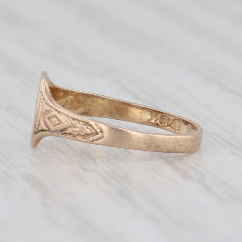 Antique Engraved Initial D Signet Ring - 10k Gold Baby Small Size Keepsake Jewelry - Perfect for Gifts, Engagements & Special Occasions