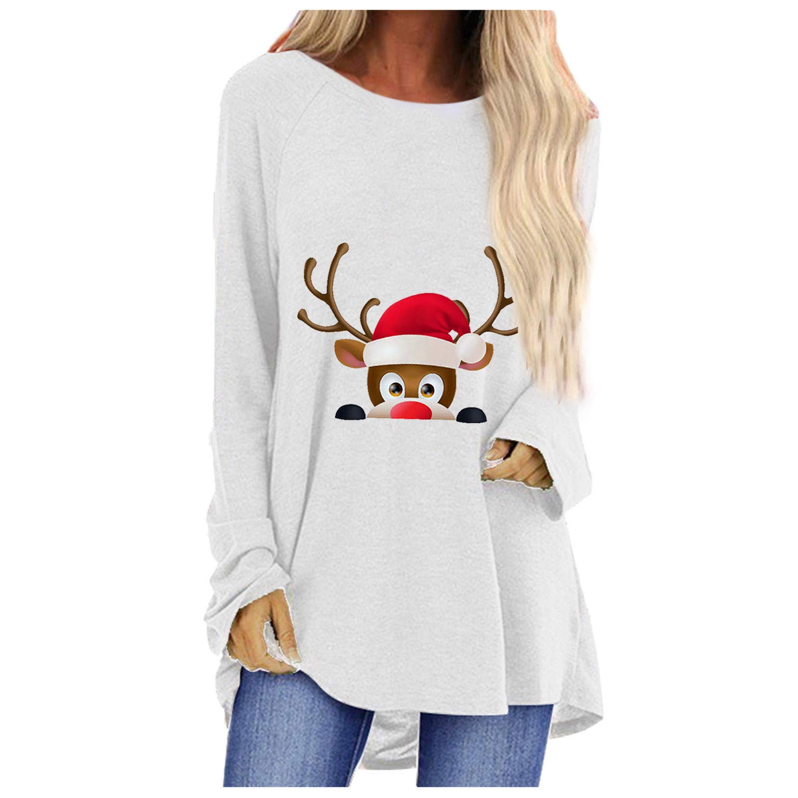Women's Long Sleeve V-Neck T-Shirts - Loose Fit Casual Cotton Floral Tunic Tops for Everyday Wear | Perfect for Work, Weekend Outings & Layering