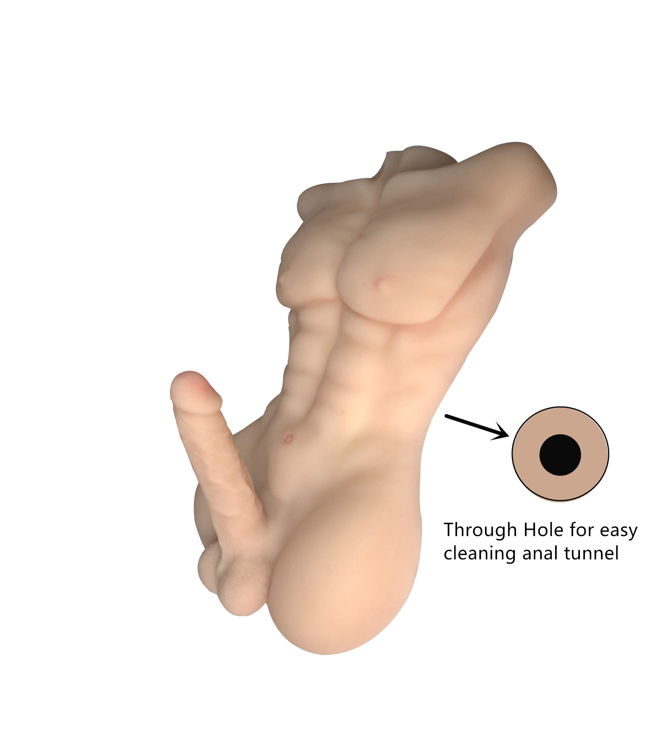 Realistic Human Torso Sex Doll - Lifelike Flesh Male Masturbation Toy with Vagina & Dildo for Men & Women (21x13x6 Inches) - Perfect for Solo Play, Couples Fantasy & Discreet Adult Pleasure