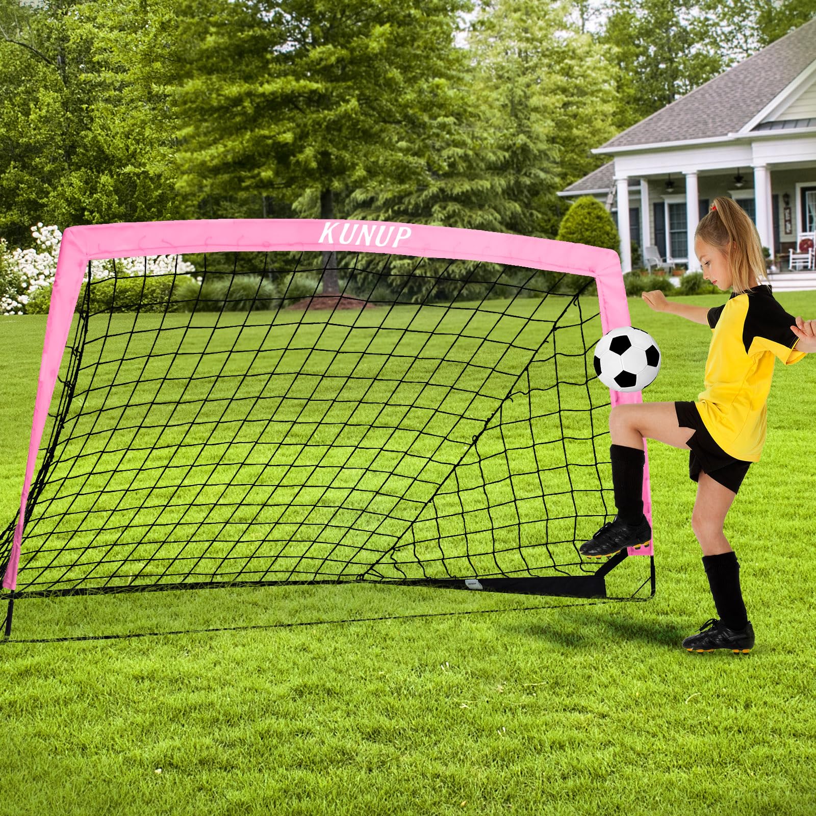 Portable Foldable Soccer Goal for Kids - 5x3, 6x4, 9x5FT Backyard Training Net with Carry Bag - Perfect for Youth, Adult & Toddler Soccer Practice, Outdoor Sports Games & Backyard Fun