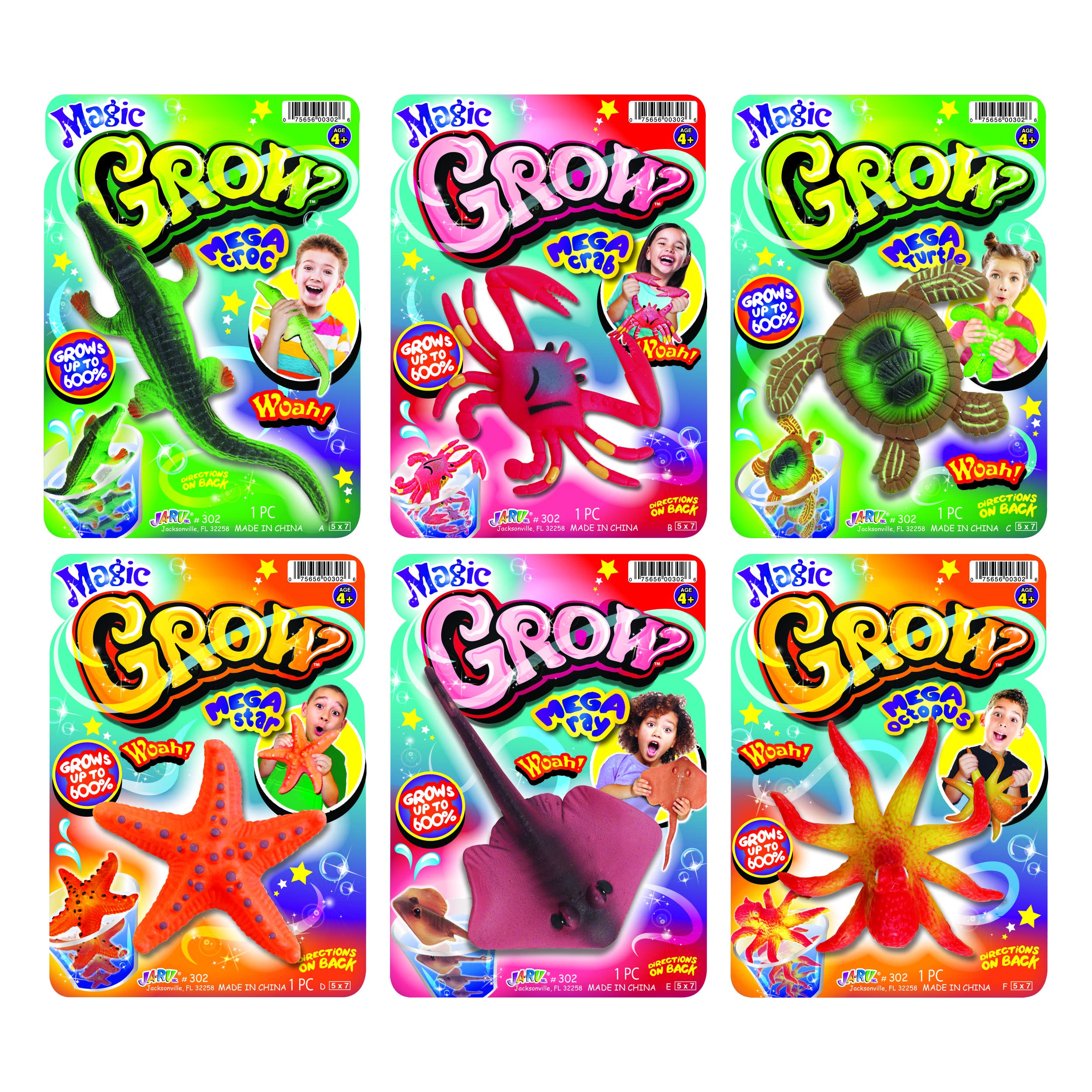JA-RU Magic Grow Ocean Themed Water Animals (6 Pack Assorted) - Expanding Bath & Pool Toys for Kids, Sea Creature Party Favors, Beach Party Goodie Bags - Perfect for Birthday Parties, Summer Pool Fun & Underwater Themed Events