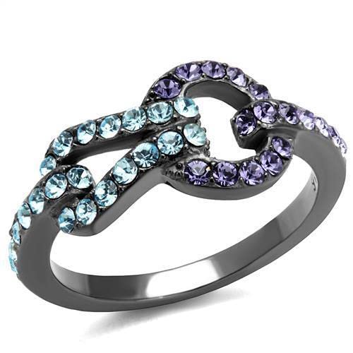 Black Gun Stainless Steel Ring with Tanzanite Crystal for Men - Elegant & Durable Jewelry