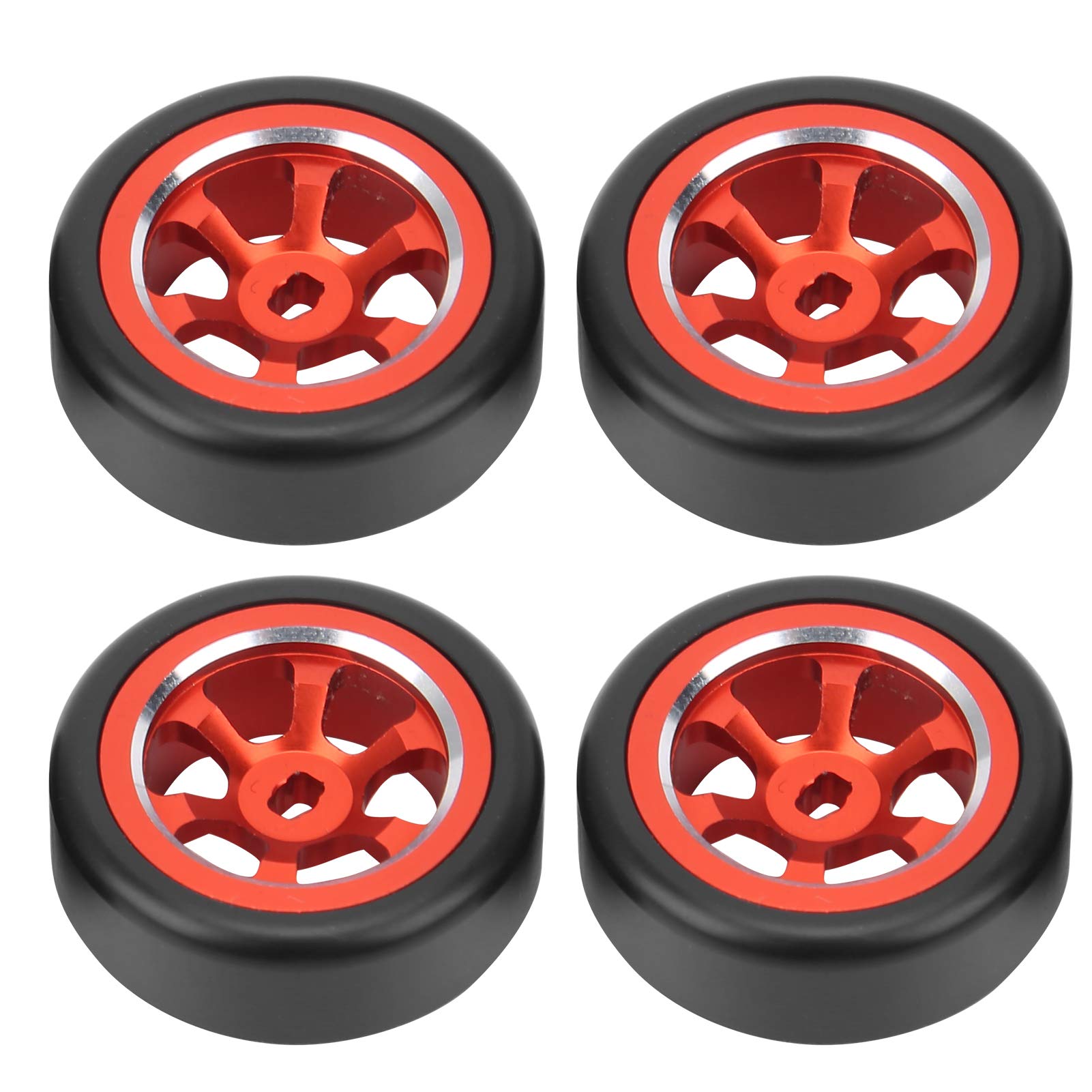VGEBY 4pcs RC Drift Tires & Wheel Rims - Compatible with Wltoys K969 K989 P929 1/28 Scale RC Cars (Red) - High Performance Upgrade Parts for Racing & Drifting Scenes