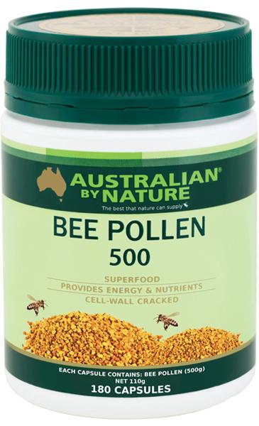 Australian By Nature Bee Pollen 500mg Capsules - Natural Energy Booster & Immune Support Supplement for Daily Wellness & Vitality - Perfect for Athletes, Busy Professionals & Health-Conscious Individuals