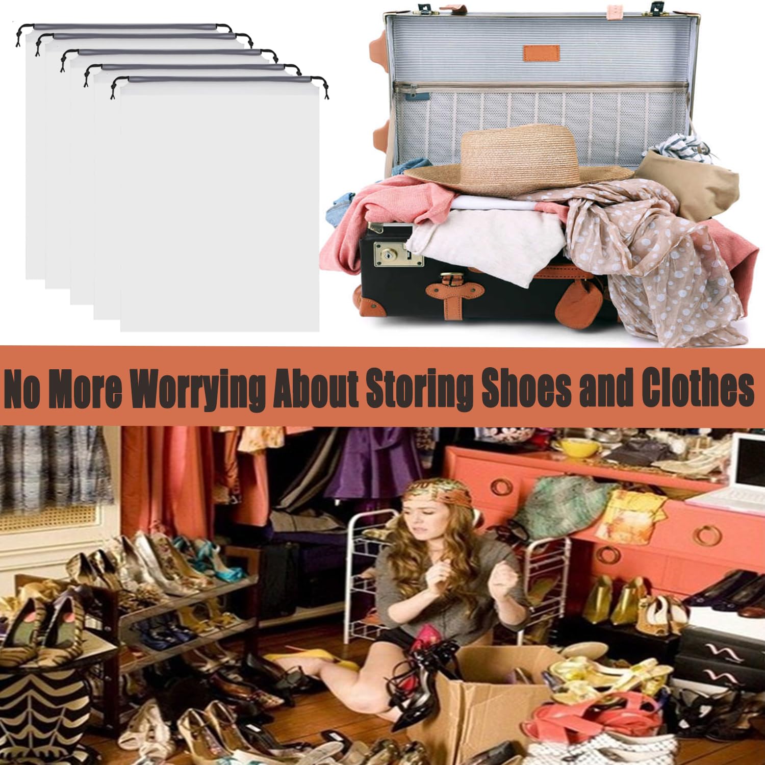 20 Pack Clear Shoe Bags for Travel - 11.8