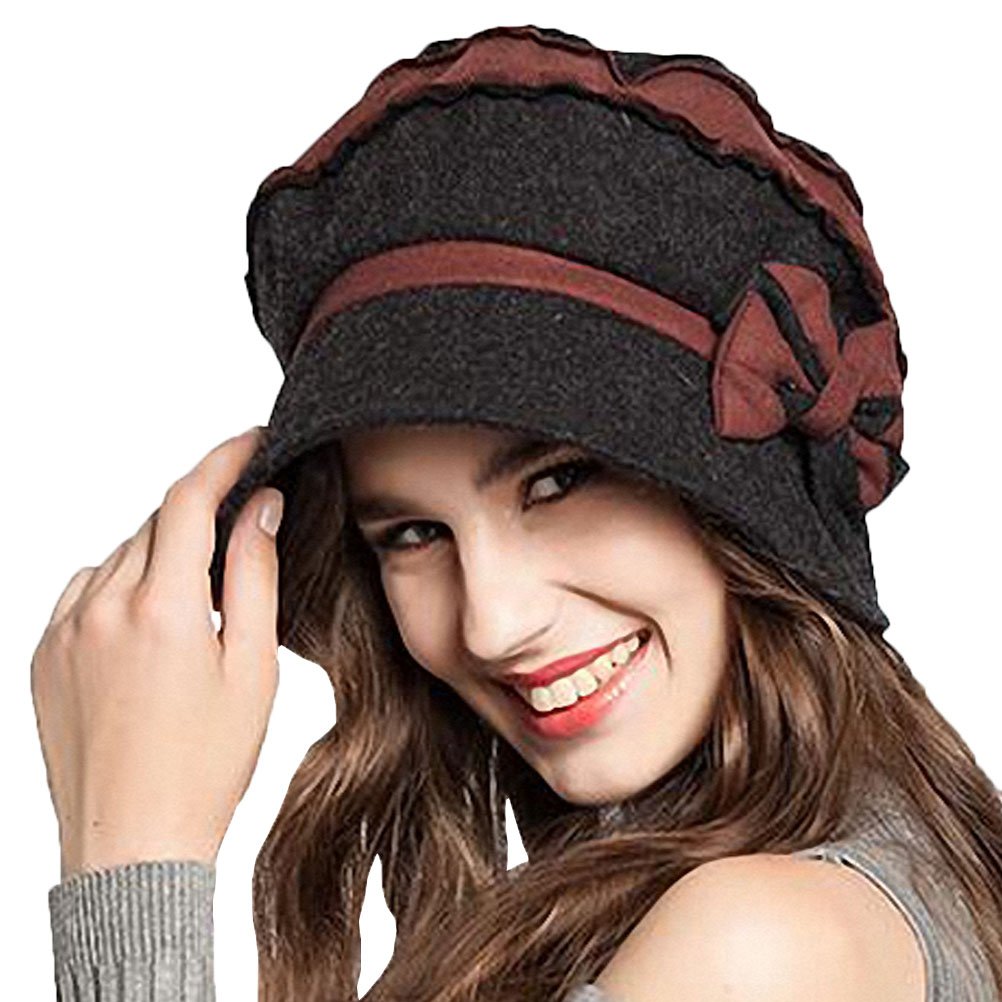 Maitose® Women's Fashion Wool Bucket Hat with Decorative Bow - Winter Warm Beanie for Outdoor Activities, Travel & Casual Wear