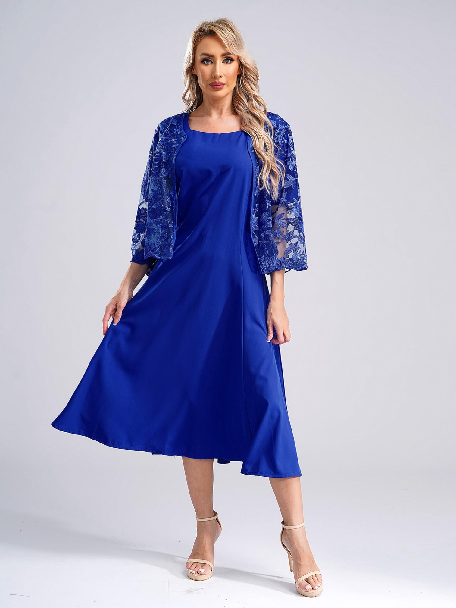 Elegant 2-Piece Lace Jacket Dress Set for Women - Wedding Guest, Mother of The Bride Formal Maxi Dress - Plus Size Available - Perfect for Weddings, Cocktail Parties & Special Occasions