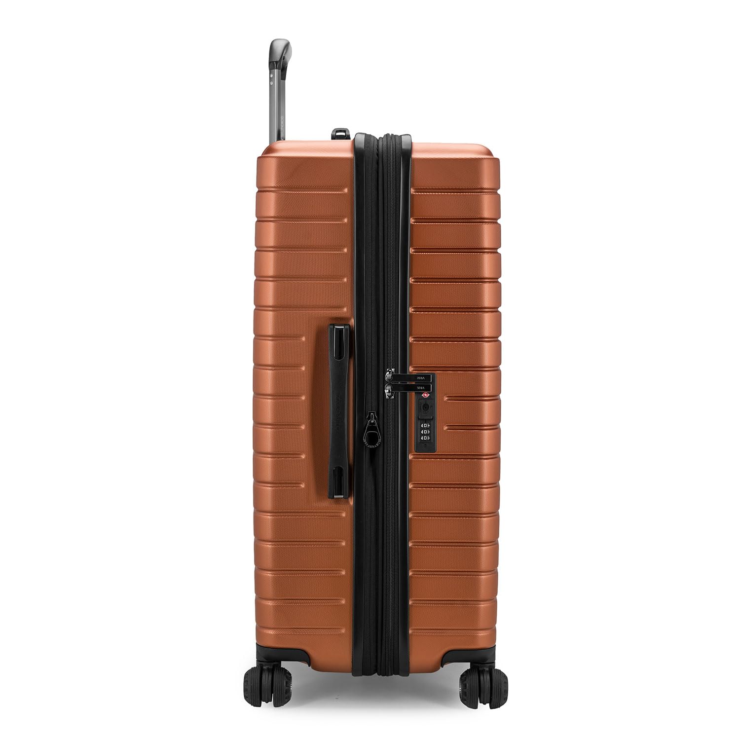 Traveler's Choice Archer Polycarbonate Hardside Spinner Luggage Set with Tie Down Straps - 29-Inch Checked Orange Suitcase for Air Travel & Vacation Packing