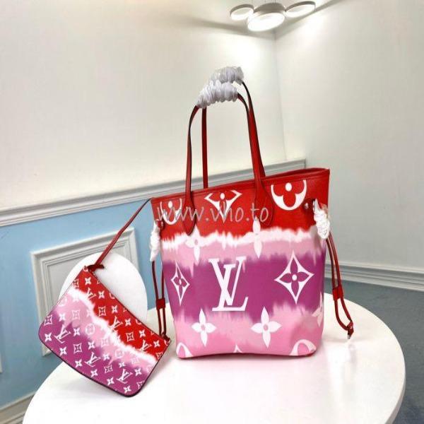 Authentic Louis Vuitton Escale Neverfull MM Tote Bag in Rouge - Stylish Designer Handbag for Women, Perfect for Work, Travel & Everyday Use