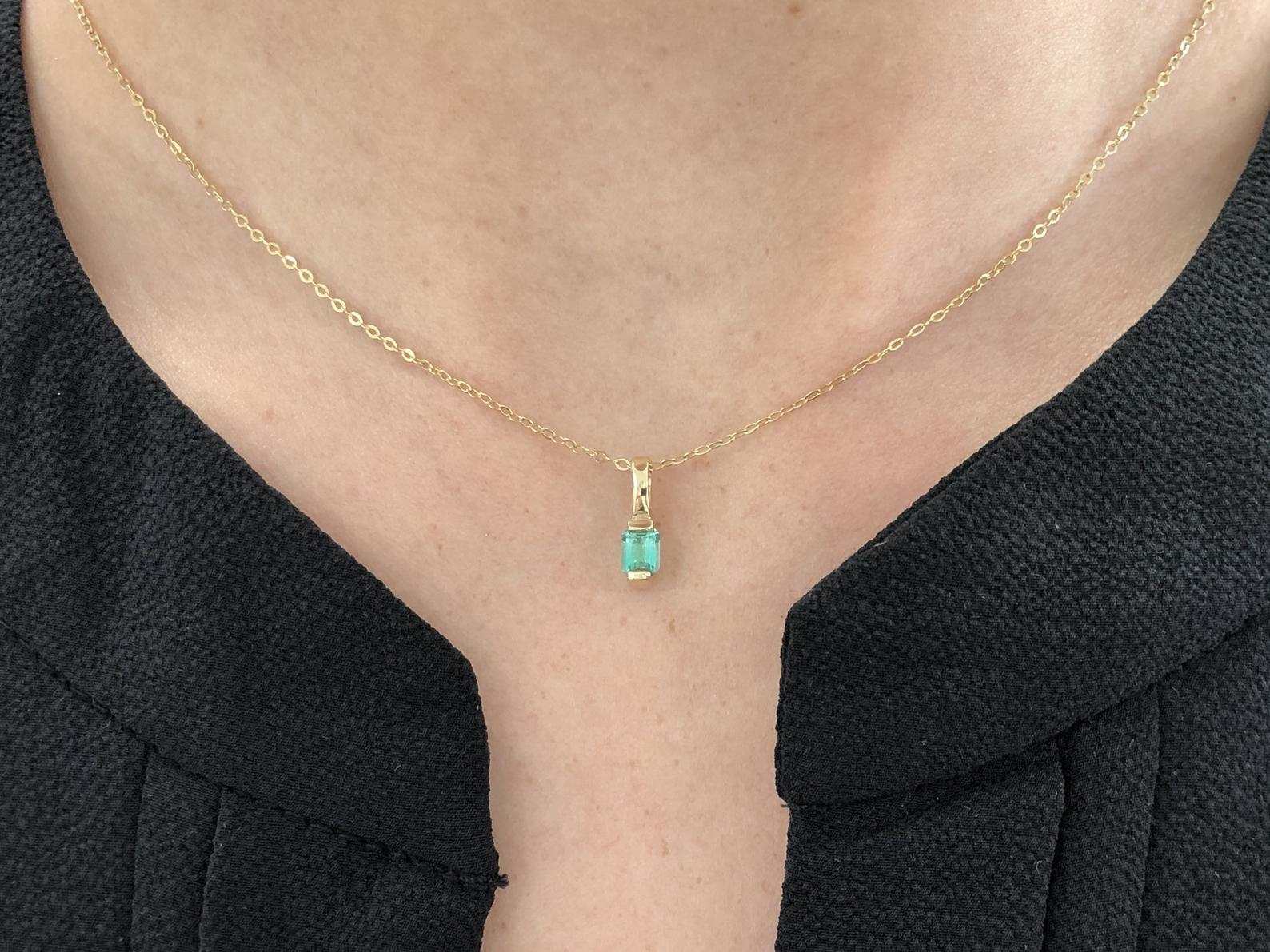 0.65 Carat Minimalist Dainty Contemporary Half Bezel Pendant Necklace in 14K Gold - Perfect for Everyday Wear, Gift Giving & Special Occasions