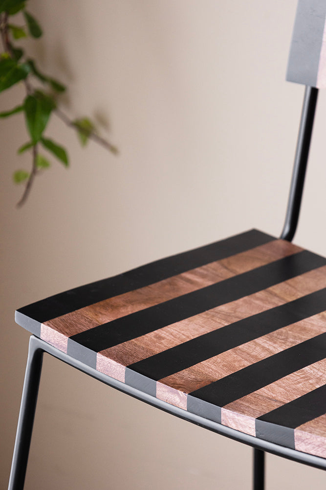 Black Stripe Wooden Bar Stool - 24