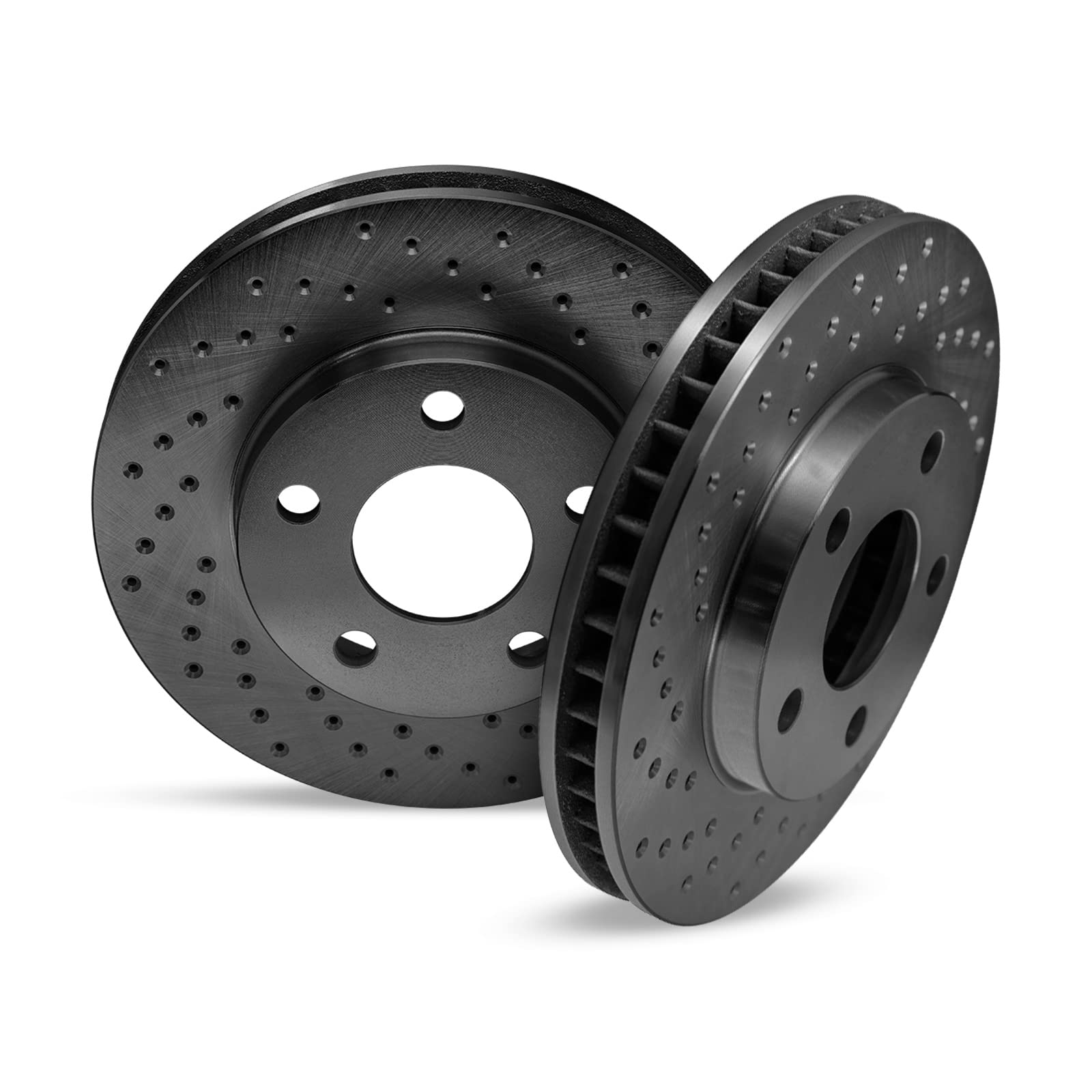 2016-2020 Chevrolet Spark R1 Concepts Front Black Zinc Cross Drilled Brake Rotors - High Performance Braking for City Driving & Daily Commutes