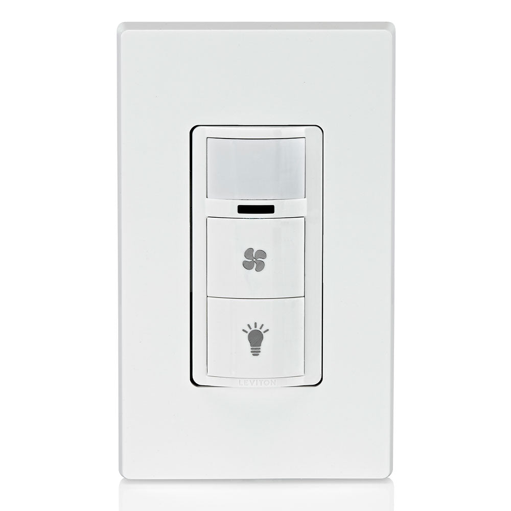 Decora In-Wall Combination Occupancy Sensor with Fan Switch - 1/4 HP, Residential Grade, Single Pole/Single Pole (DOD05) - Perfect for Bathrooms, Laundry Rooms & Home Automation