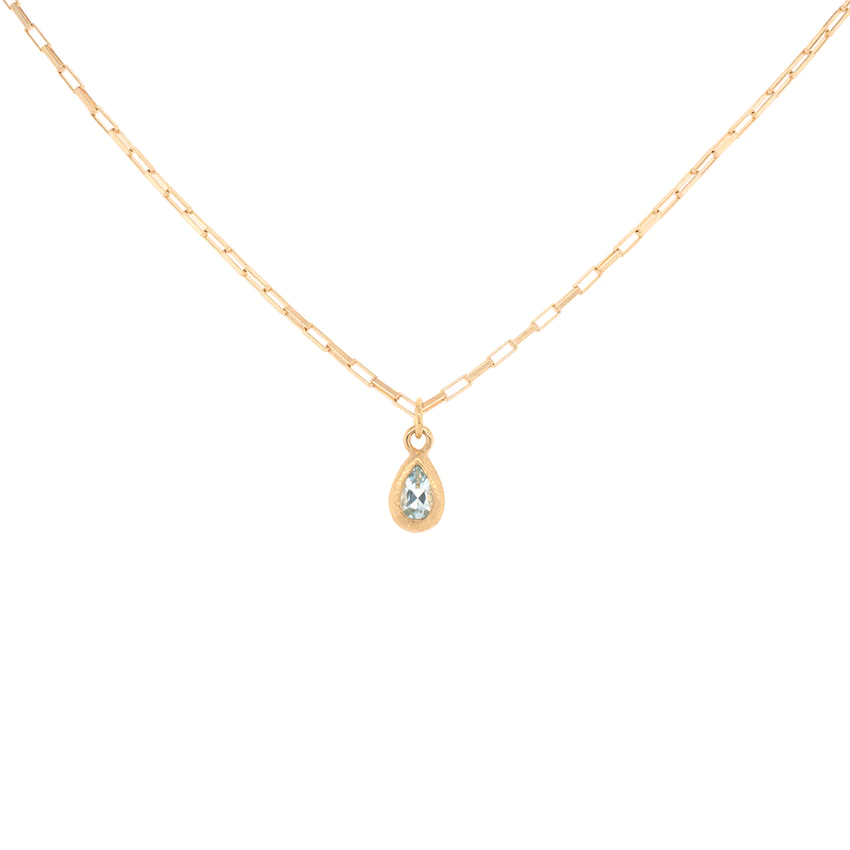 Boulder Pear Gemstone Pendant Necklace - Natural Stone Jewelry on Elongated Box Chain for Women, Perfect for Everyday Wear & Special Occasions