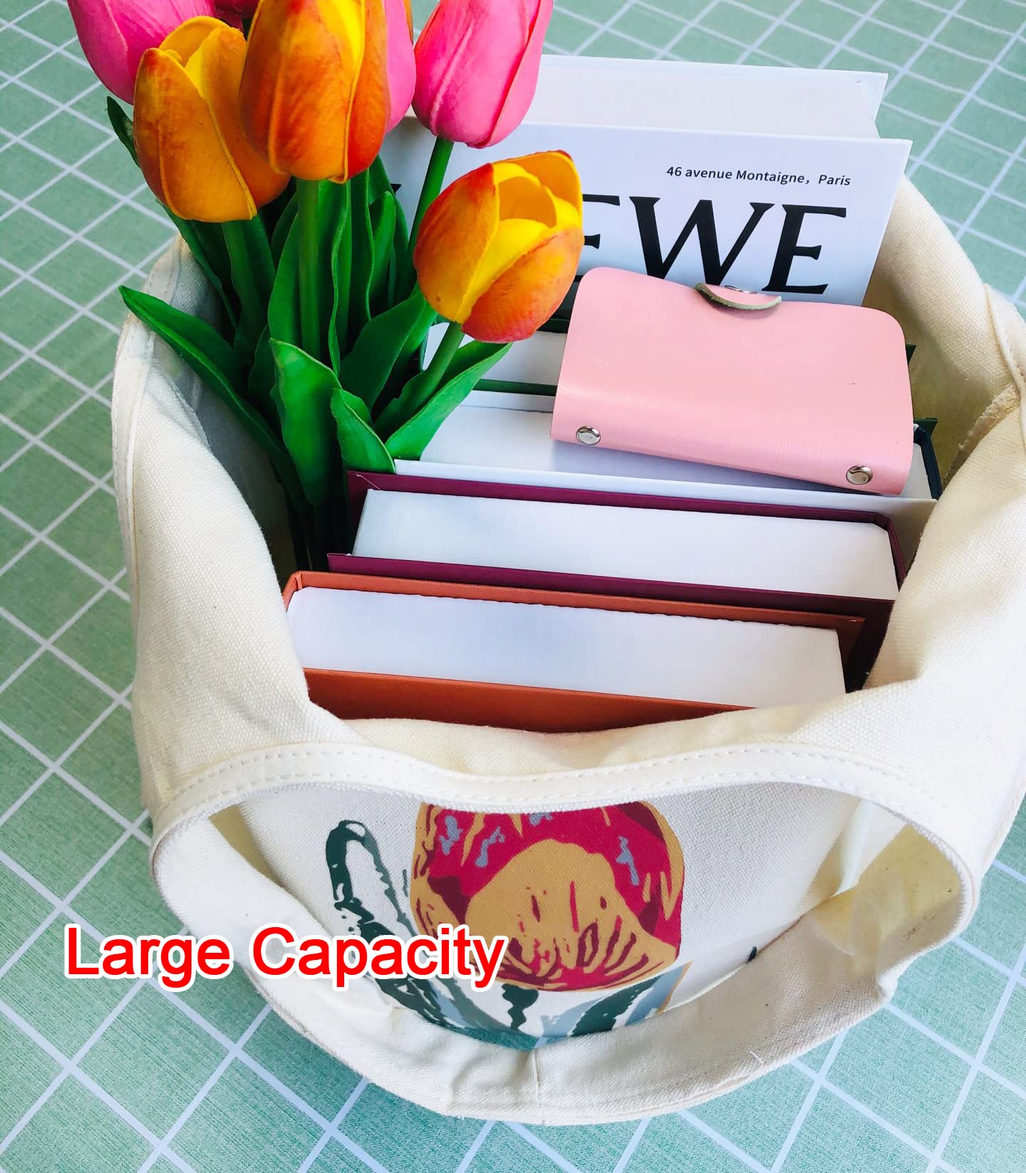 Minimalist Floral Canvas Tote Bag for Women - Cute Reusable Grocery Bag with Aesthetic Flower Design | Perfect for Shopping, Beach Trips & Daily Use