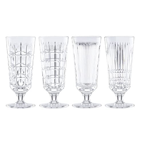 Reed & Barton New Vintage 4-Piece Iced Beverage Glass Set - 5.20 LB Clear Drinking Glasses for Iced Tea, Lemonade & Cold Drinks - Perfect for Parties, Picnics & Home Entertaining