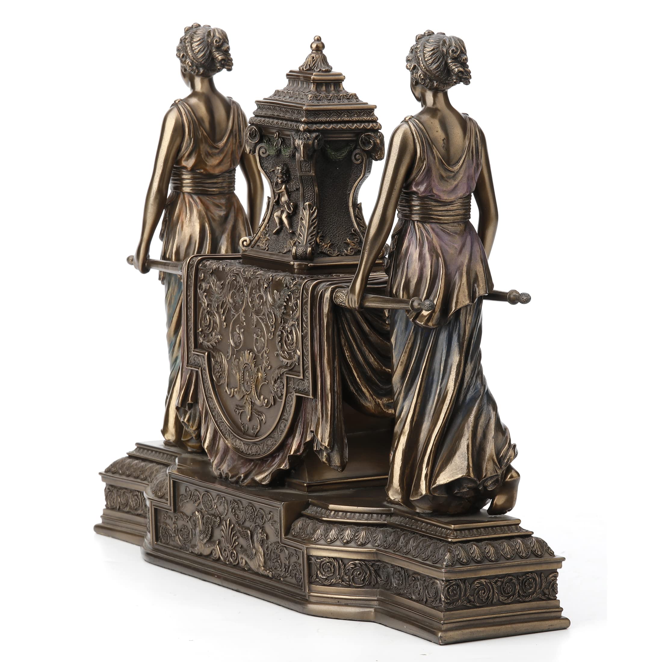 Unicorn Studio 12 Inch Tall Versailles Maidens Mantel Clock - Bronze Finish Resin Sculpture for Home Decor, Gift & Collectible | Perfect for Living Room, Office or Mantel Display