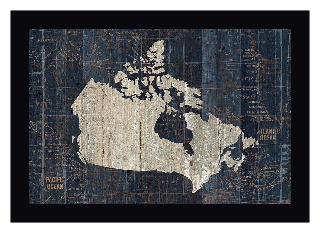 Vintage Old World Map Blue Canada Wall Art - 15