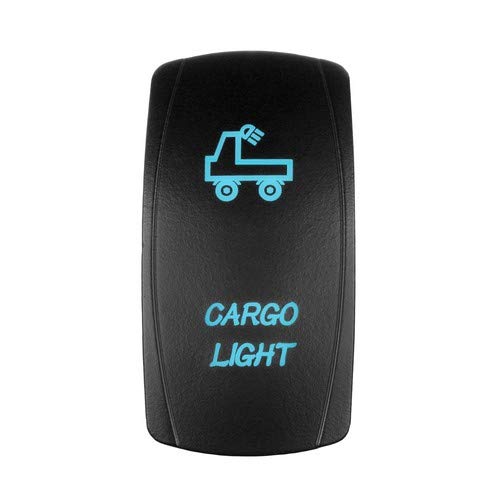 STVMotorsports® 20A 12V Blue LED Rocker Switch with Laser Backlit for Cargo Light - On/Off Control for Trucks, Boats, RVs & Off-Road Vehicles