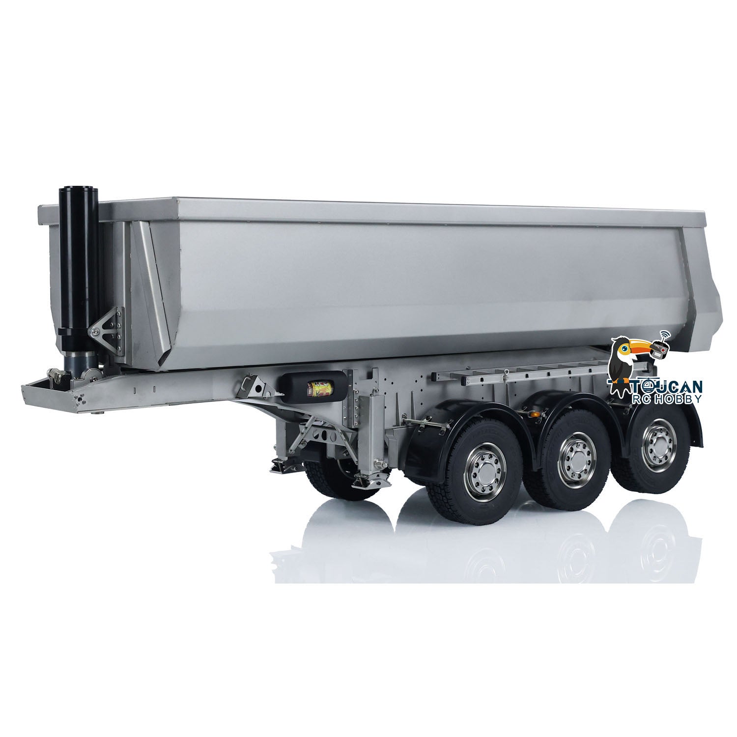 1/14 Scale Hydraulic RC Dump Trailer with 3 Axles - Remote Control Tractor Truck Accessory with Realistic Sound & Light System (Pre-Assembled, Unpainted) - Perfect for Construction Site Dioramas, RC Truck Shows & Collectors