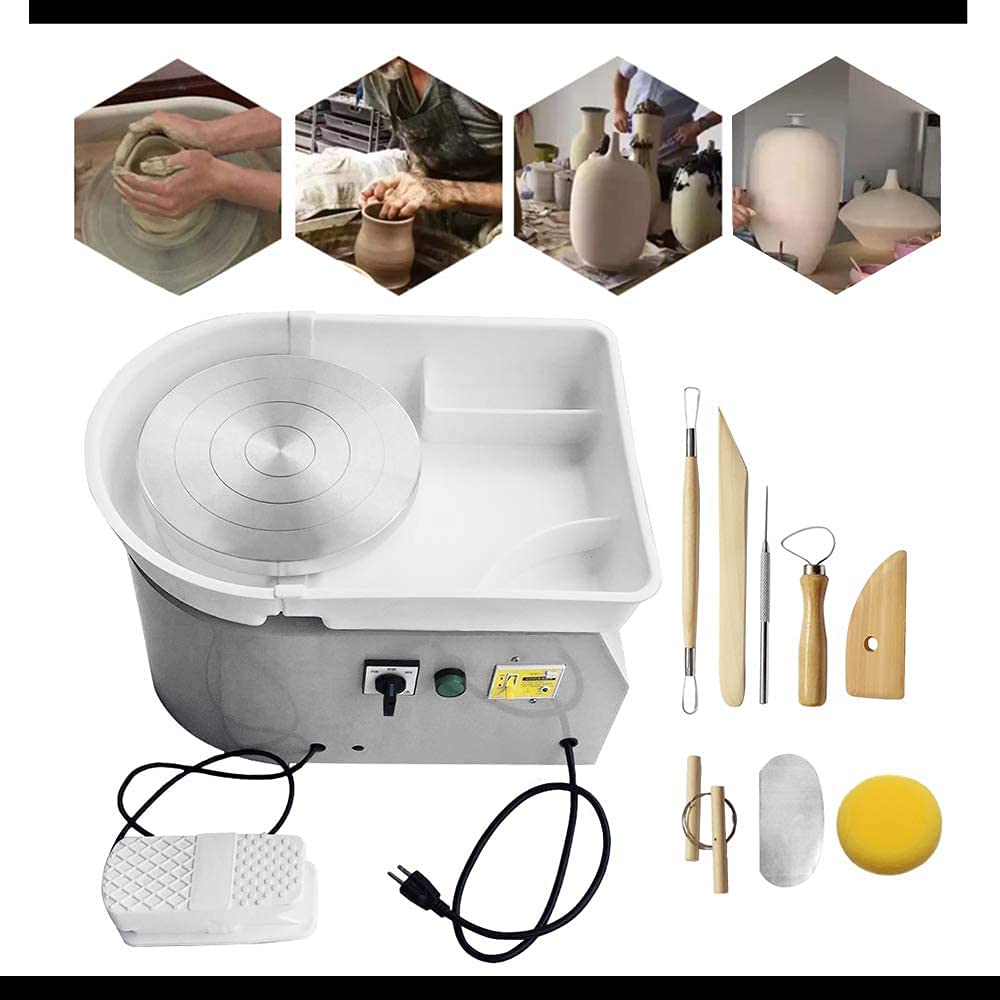 350W Electric Pottery Wheel Machine - 25CM Ceramic Work Wheel with Foot Pedal for DIY Clay Sculpting, Pottery Making | Perfect for Beginners, Art Crafts, School & Home Studio Use