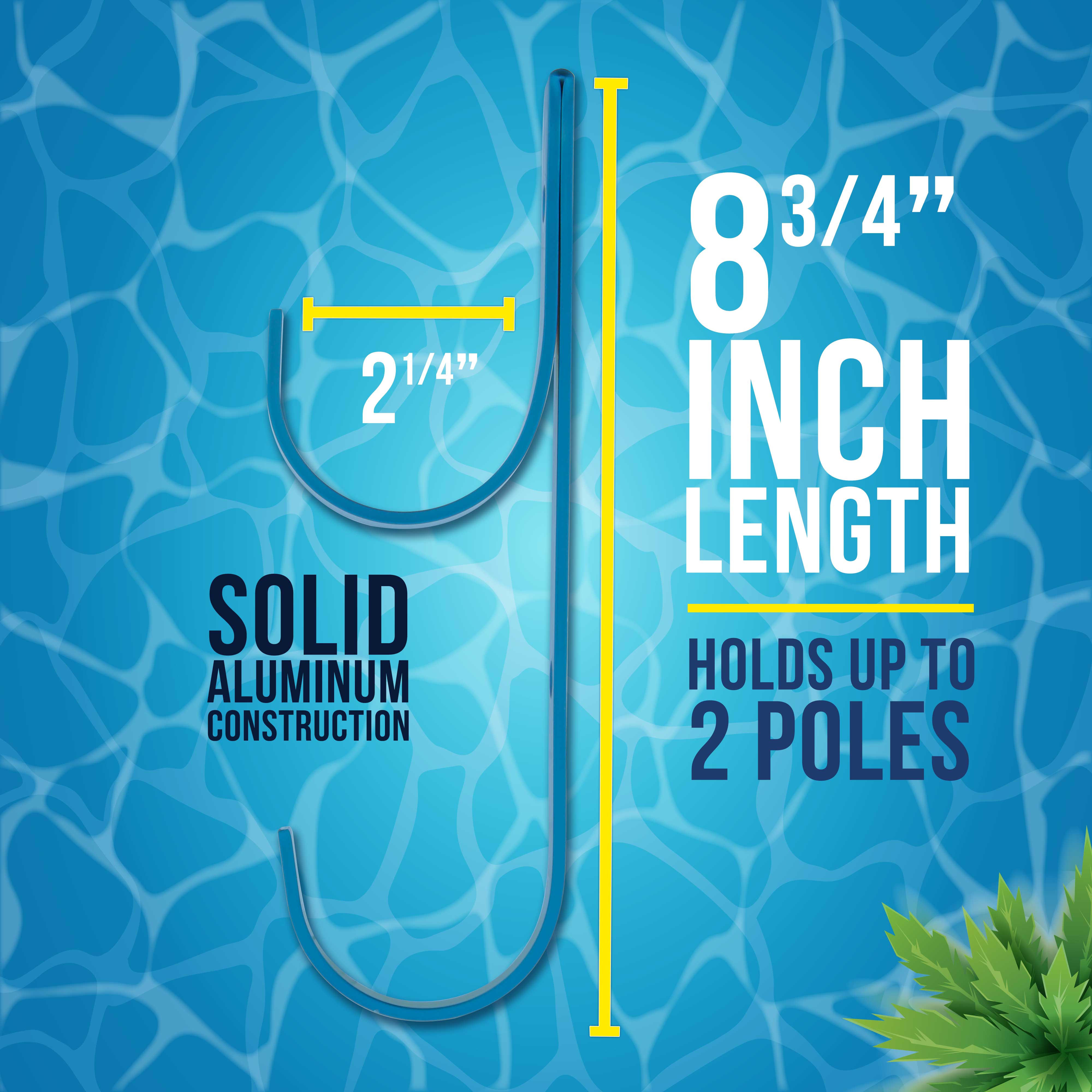 Premium Set of 2 Blue Aluminum Pool Hangers for Telescopic Poles - Heavy Duty Storage Solution for Pool Nets, Vacuums, Hoses & Accessories - Perfect for Organizing Swimming Pool Equipment & Maintaining Clean Backyard Oasis