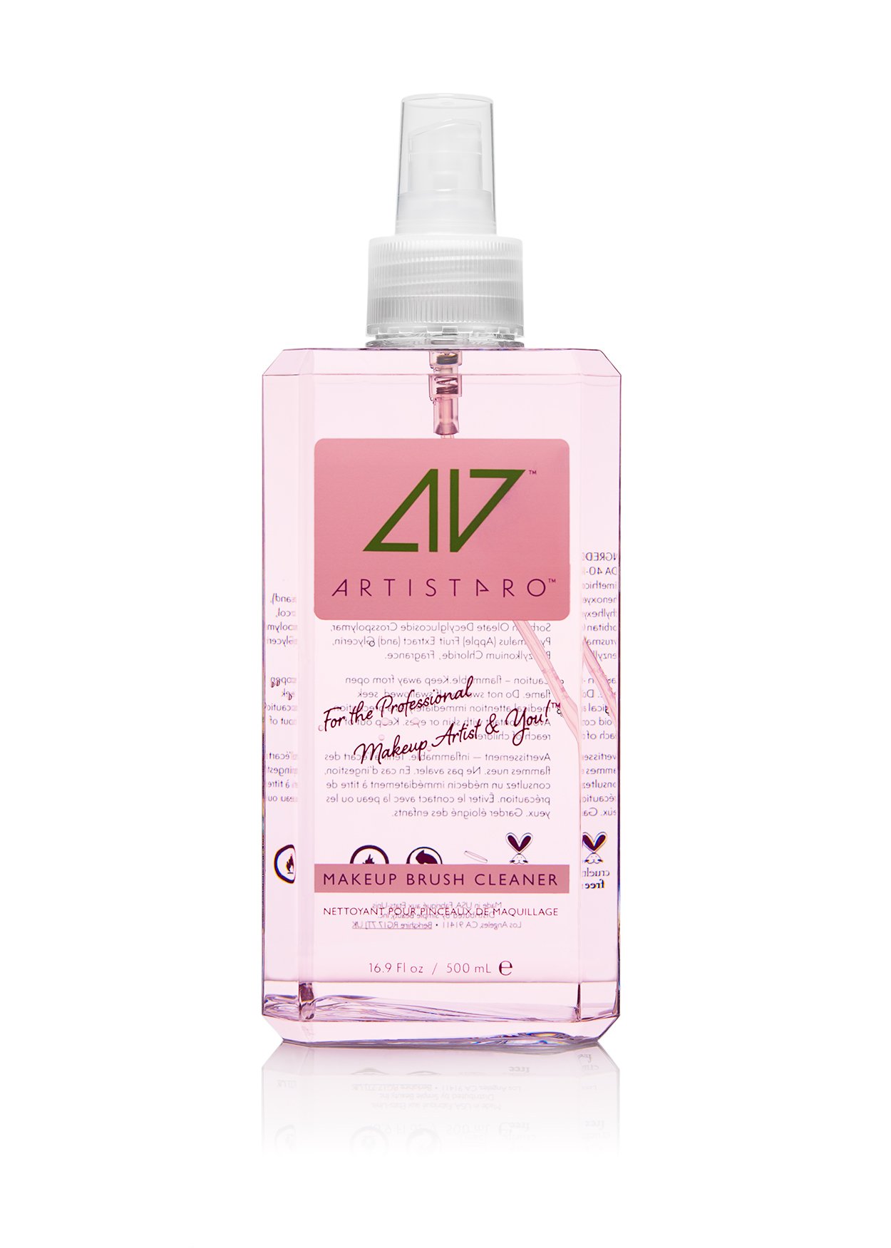 Professional Makeup Brush Cleaner & Hand Sanitizer (16.9oz) - Rose Peony Scent for Salon & Home Use