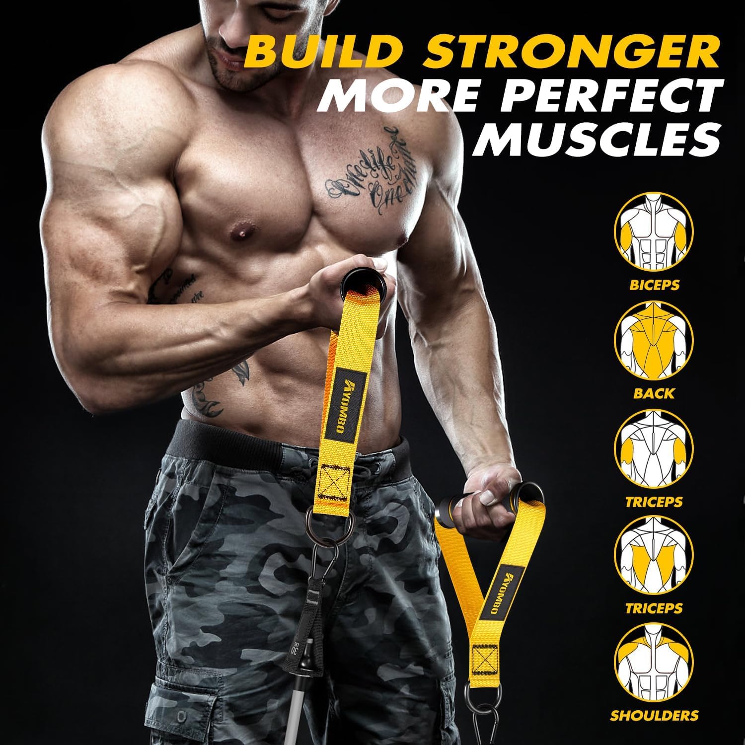 Heavy Duty Gym Cable Attachments - Workout Equipment for Strength Training, Resistance Bands Handles & Machine Grip Accessories - Perfect for Home Gym & Weight Lifting (Men & Women) - Ideal for CrossFit, Bodybuilding & Functional Training
