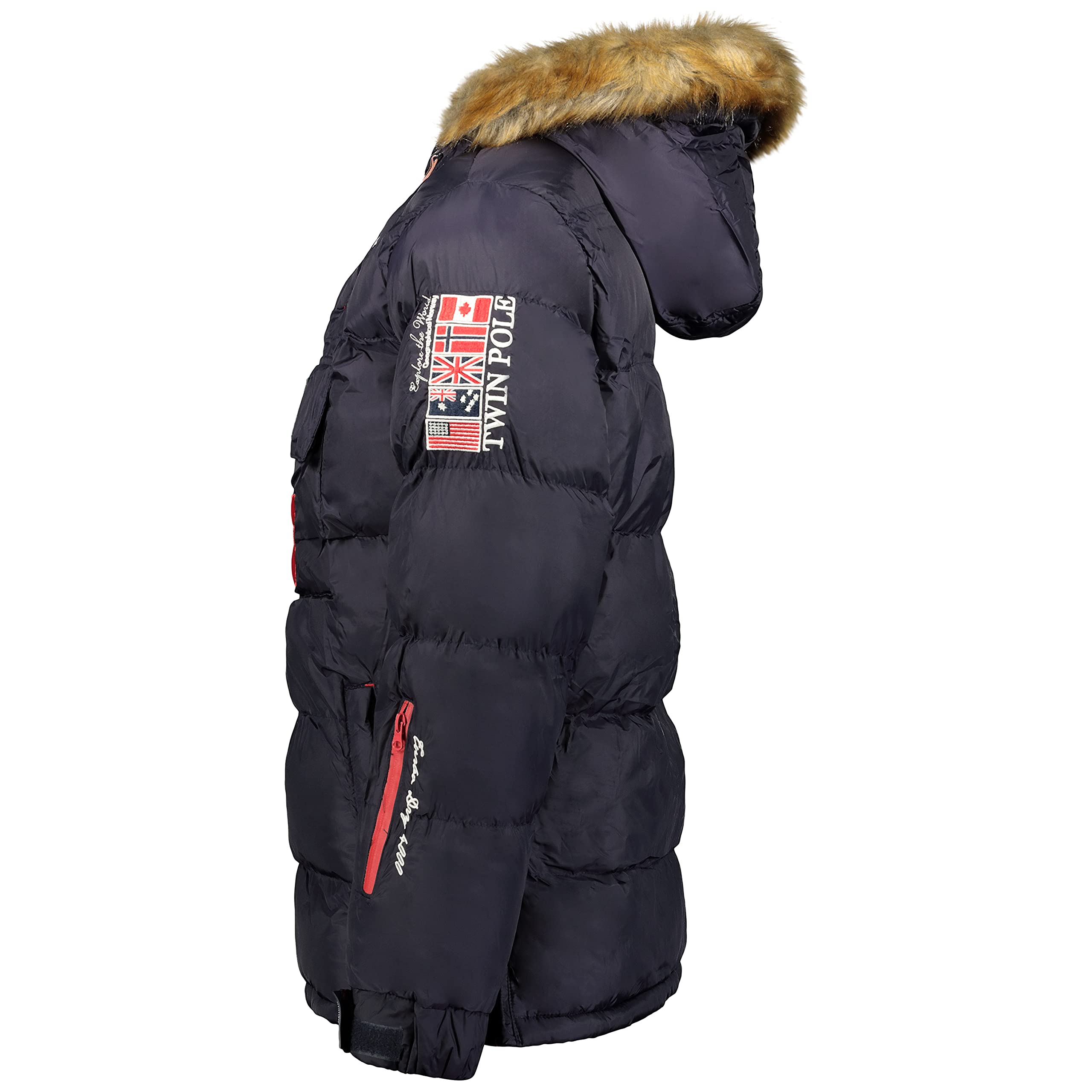 Geographical Norway Bilboquet Men's Waterproof Winter Parka with Furry Hood - Windproof Warm Coat for Autumn & Winter - Perfect for Outdoor Activities, Hiking, and Snow Adventures