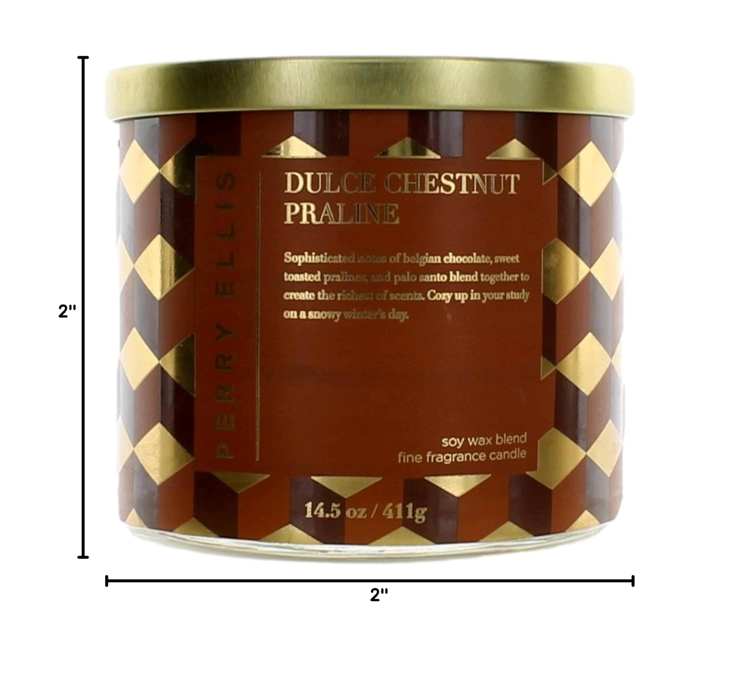 Perry Ellis Scented Soy Candle - Dulce Chestnut Praline Fragrance, Long-Lasting Aromatherapy Candle for Home, Relaxation & Gifts