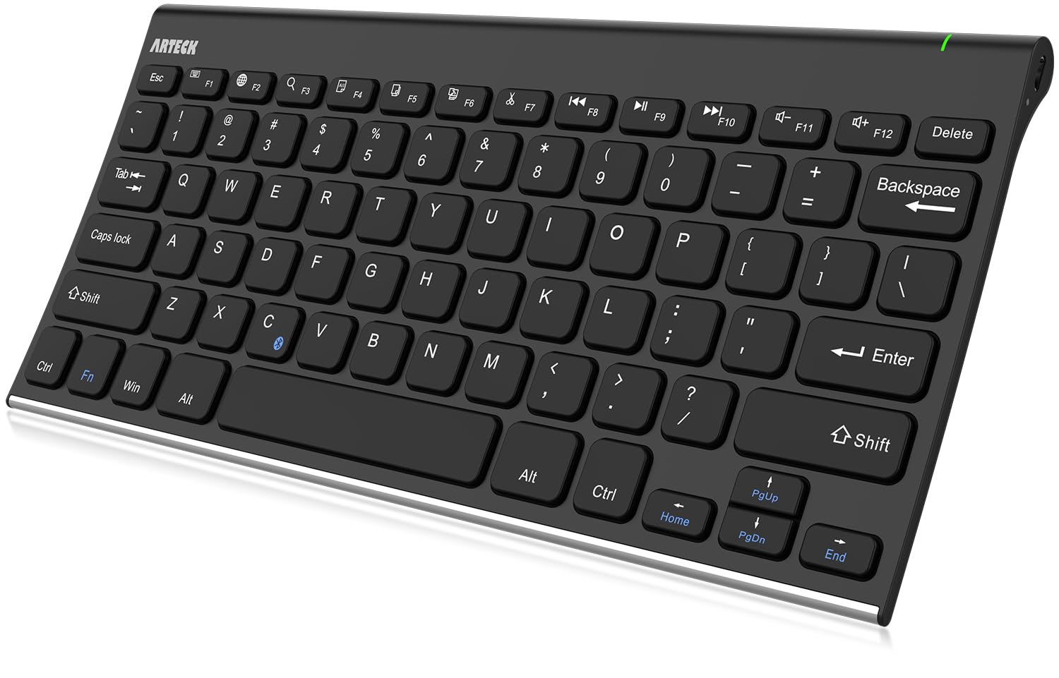 Arteck Universal Wireless Bluetooth Keyboard - Stainless Steel, Rechargeable, Compatible with iOS iPad Air/Pro/Mini, Android, Windows Tablets & Smartphones | Portable for Home, Office & Travel Use