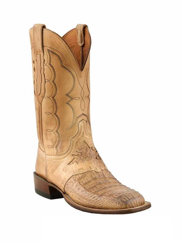 Lucchese CL1063.W8 Men's Cowboy Boots - Hornback Caiman Leather, Burnished Tan - Perfect for Western Wear, Rodeo & Country Fashion