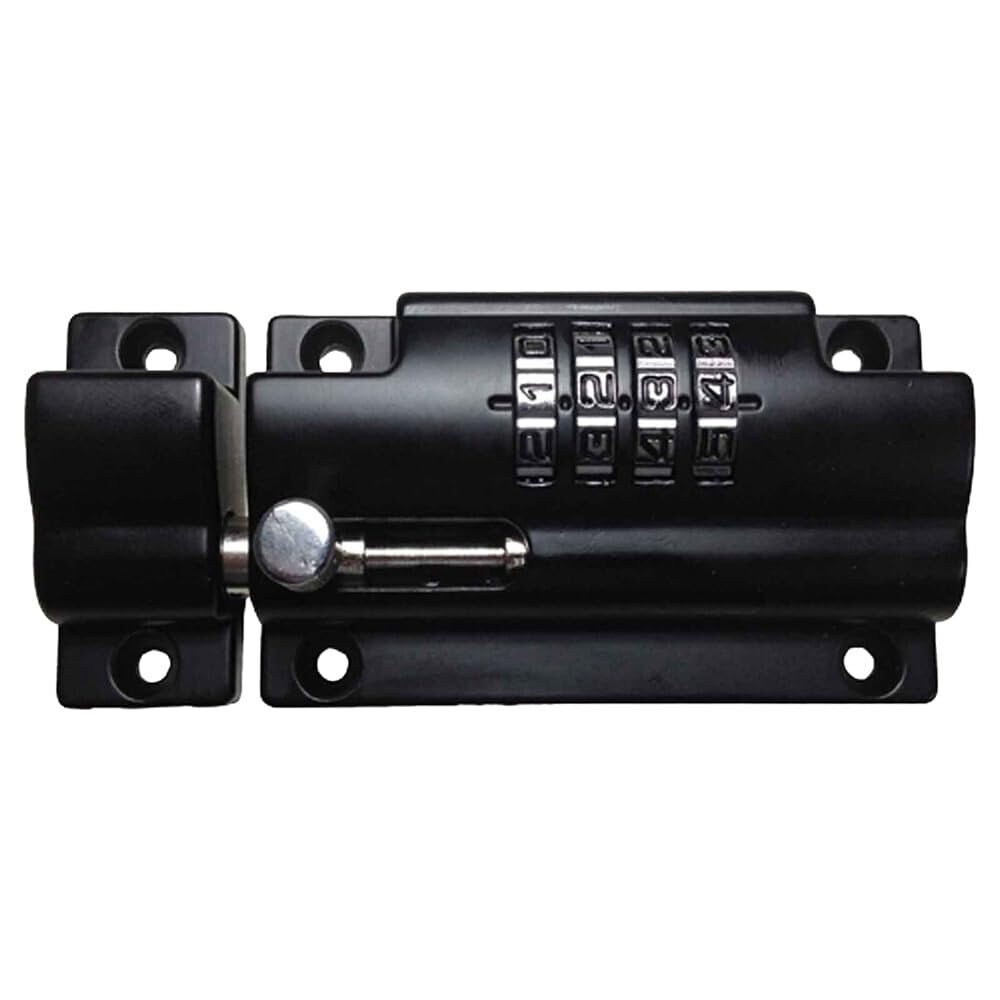 Lockey USA MS40 Slide Bolt - Black Keyless Combination Lock for Indoor & Outdoor Security | Secure Sheds, Gates, and Storage Units