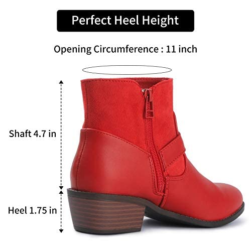 Stylish Women's Ankle Boots with Round Toe, Low Heel & Side Zipper - Winter Booties with Buckle & Fleece Lining for Warmth & Comfort | Perfect for Casual Outfits, Office Wear & Cold Weather Fashion