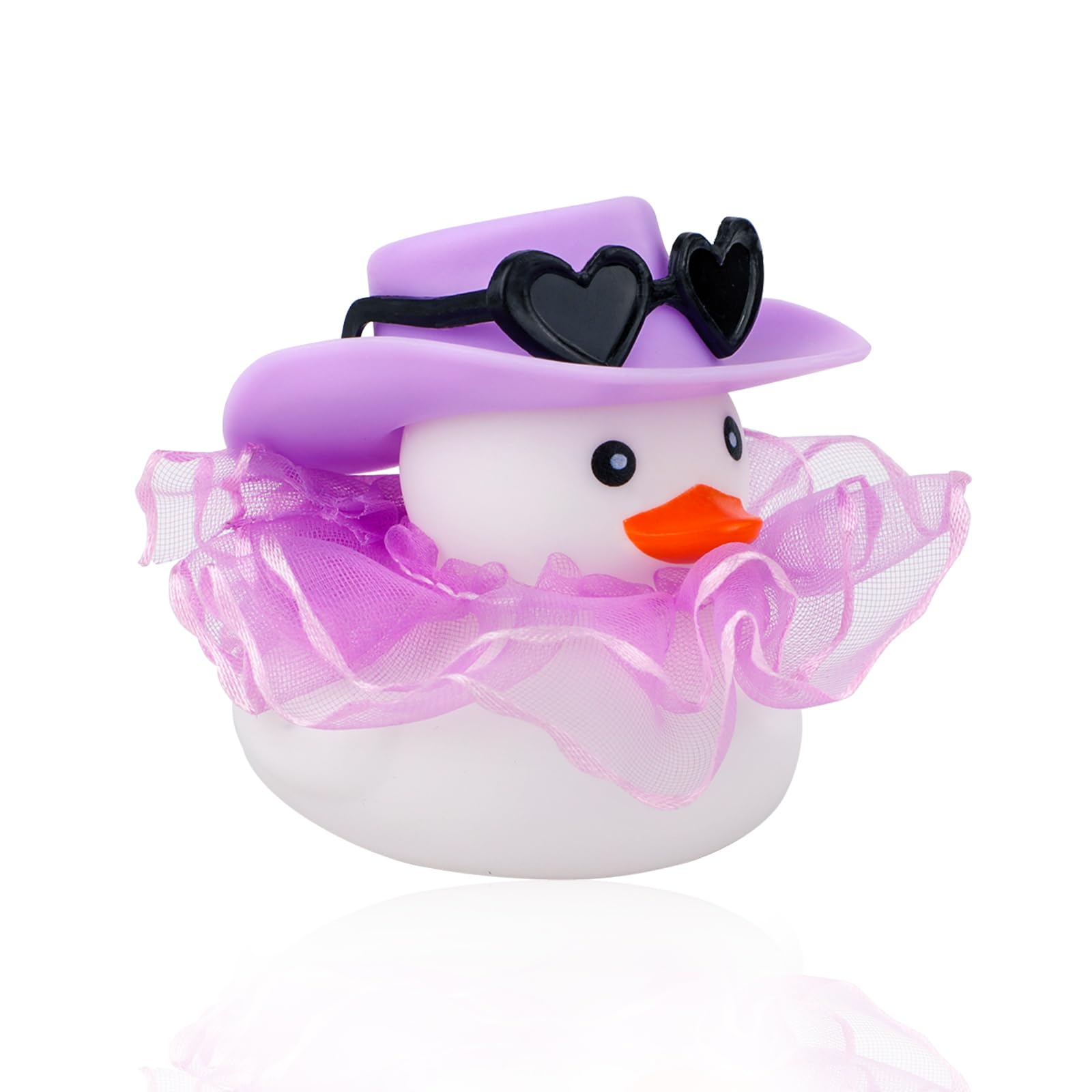Funny Purple Rubber Duck Car Dashboard Decor with Glasses, Hat & Skirt - Cute Car Accessory for Dashboard, Table & Refrigerator Decoration - Perfect for Car Interior Styling, Office Desk Decor & Gift Ideas